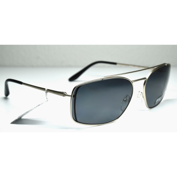 PRADA SPR64V 1BK-5Z1 PALE GOLD METAL POLARIZED GREY PILOT SUNGLASSES. 62mm - Picture 7 of 15